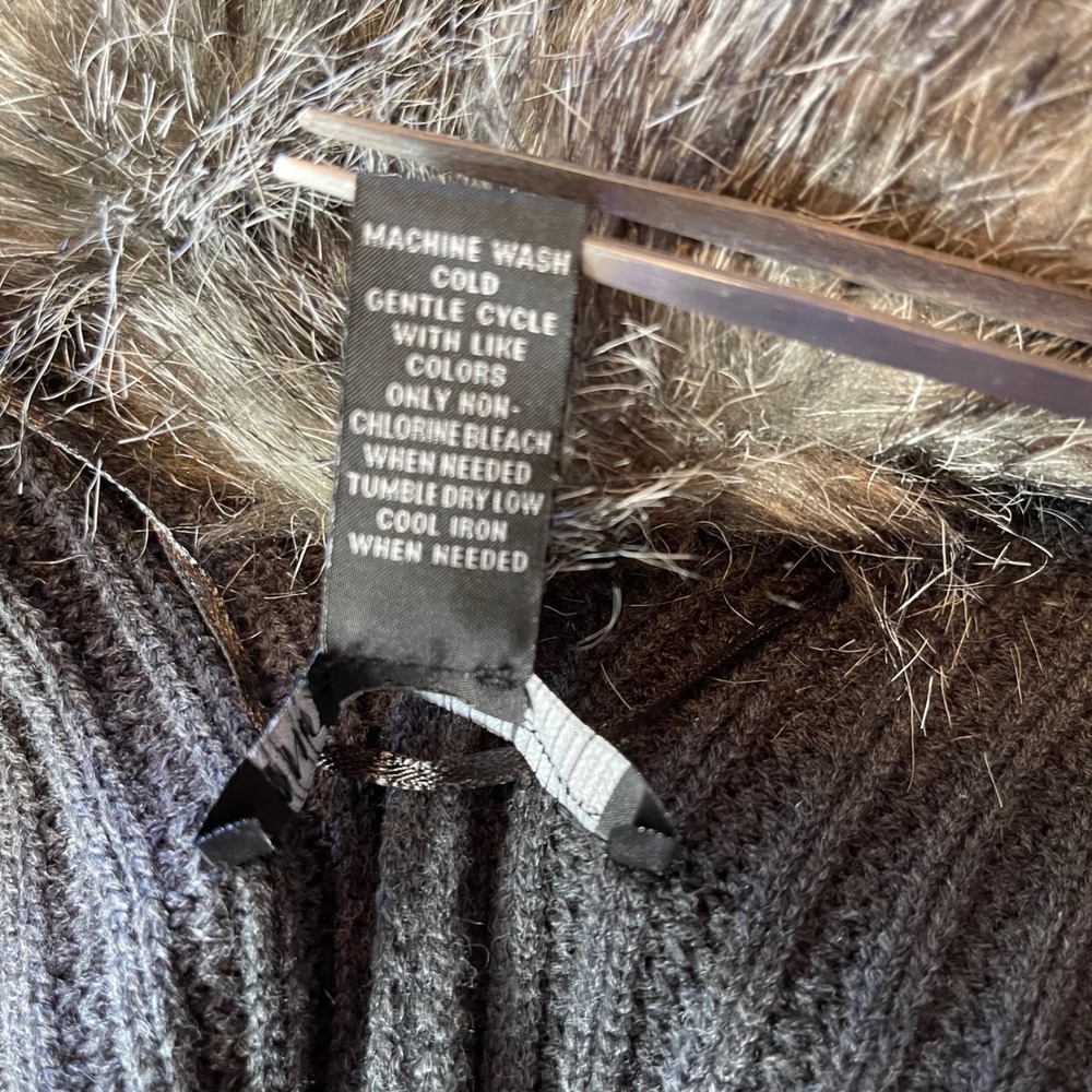 NEW INC International Concepts Womens Gray Faux Fur Collar Cardigan 2X/3X Wrap - Picture 7 of 8